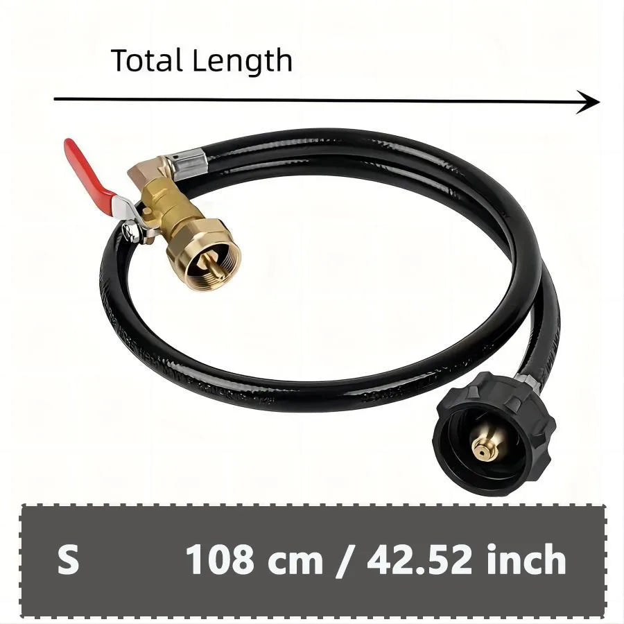 Propane Tank Refill Adapter Kit - 3ft Hose with Safety Shutoff Valve for 1 lb Bottles