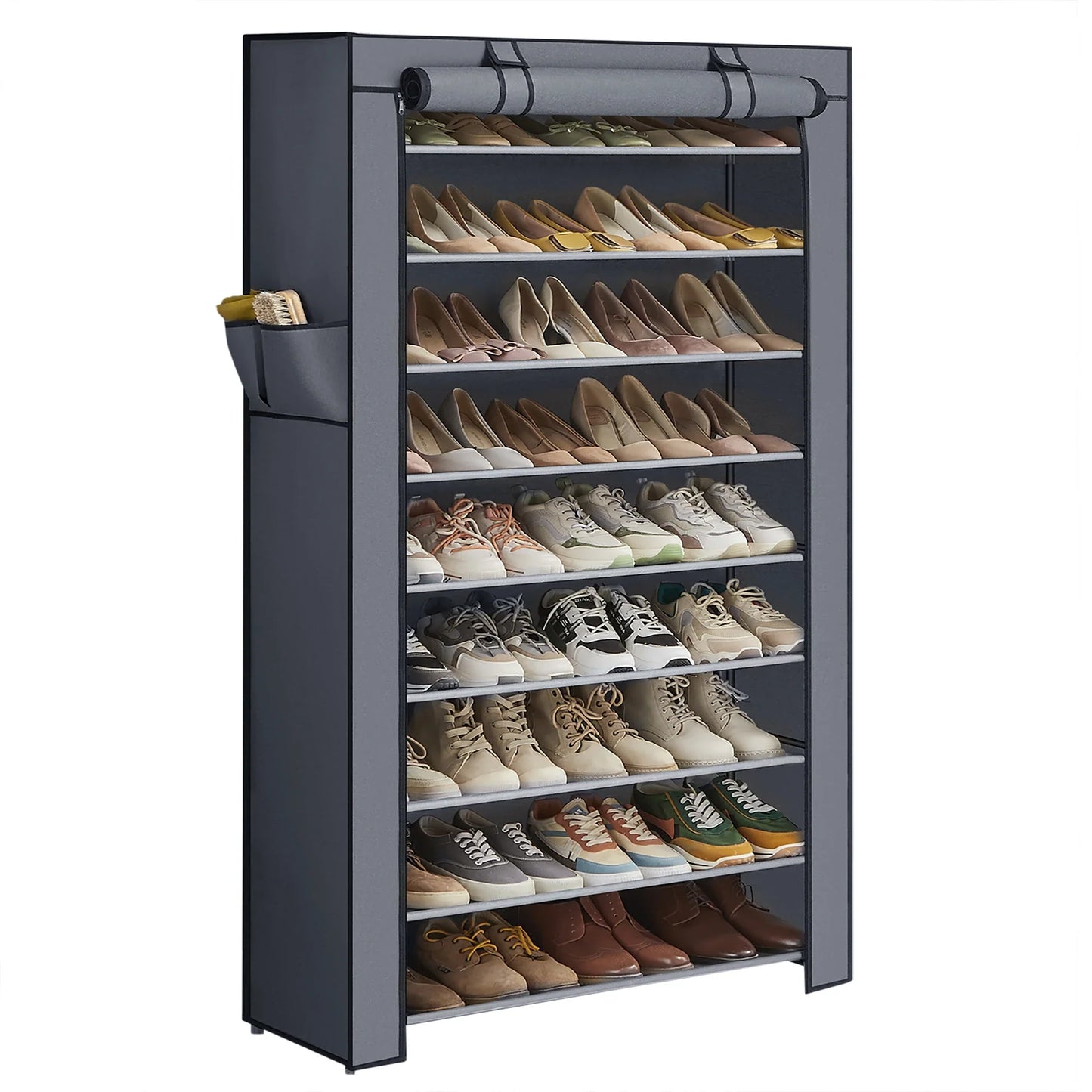SONGMICS 9-Tier Shoe Rack – Nonwoven Fabric Covered Shoe Organizer for 40-50 Pairs, Entryway Storage Shelf