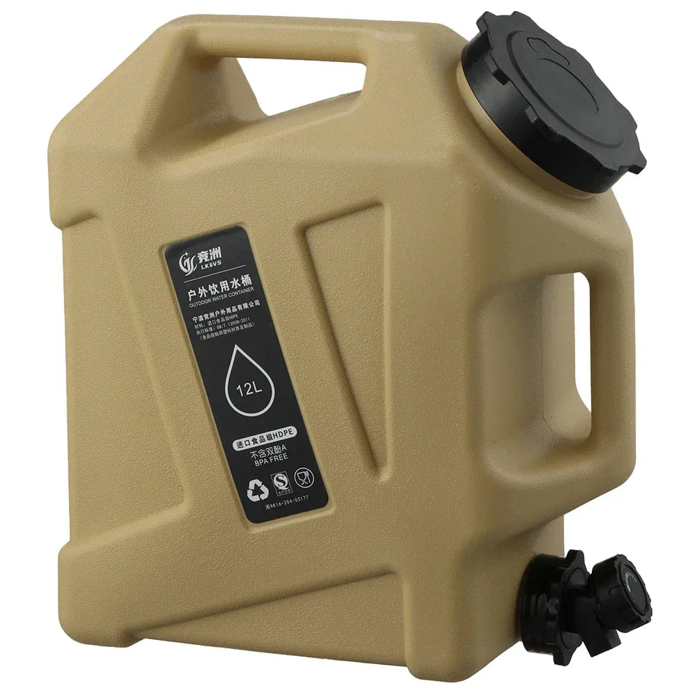 12L Portable Camping Water Container β Large Capacity Outdoor Water Bucket with Detachable Faucet for Picnic & Travel