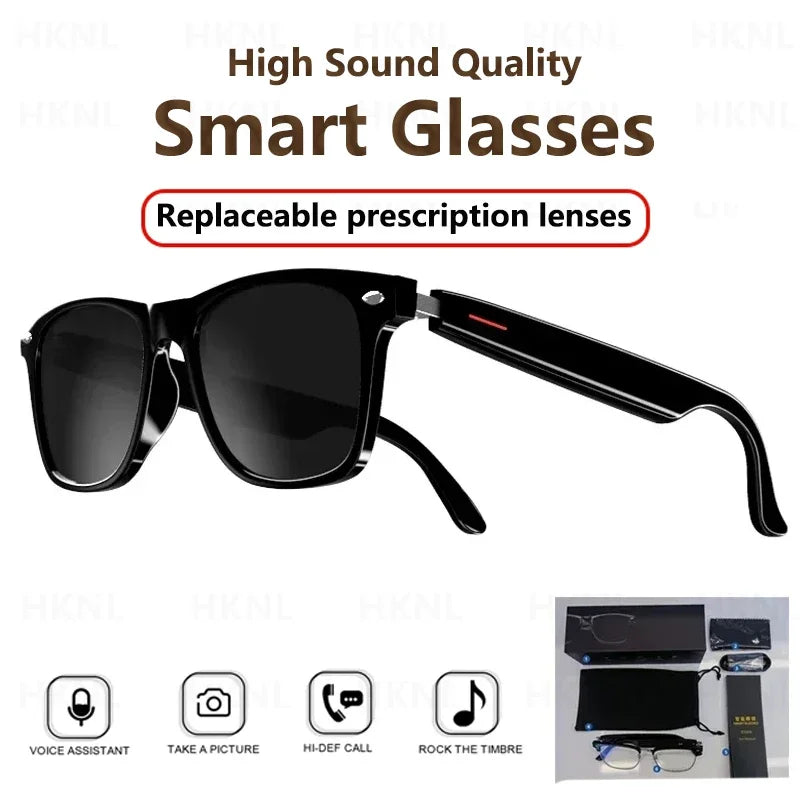 Hiwego Camera Smart Music Sunglasses – Wireless Bluetooth Headset with HIFI Sound, Earphones, Hands-Free Call & Driving Glasses