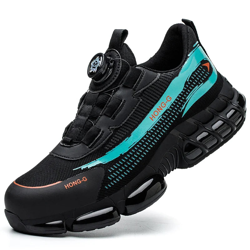 Men’s Safety Work Shoes – Steel Toe, Puncture-Proof, Anti-Smash Industrial Sneakers with Rotary Buckle
