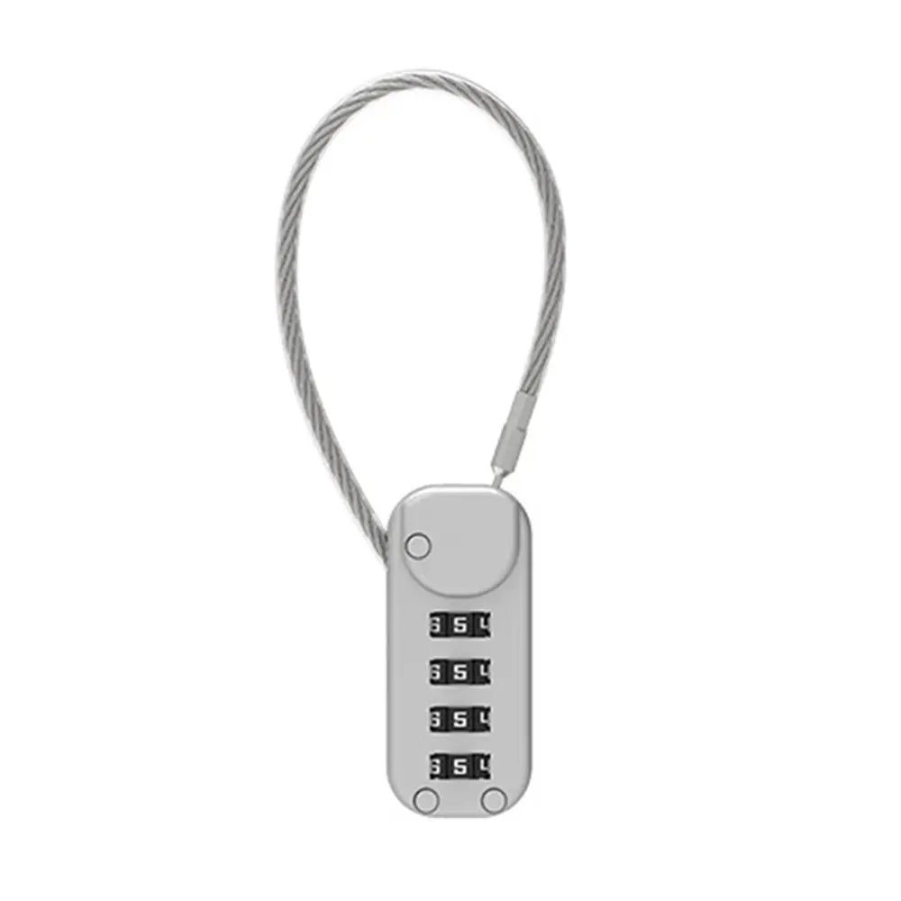 Portable 4-Digit Combination Lock – Zinc Alloy Anti-Theft Wire Rope Padlock for Luggage & Backpack Zippers