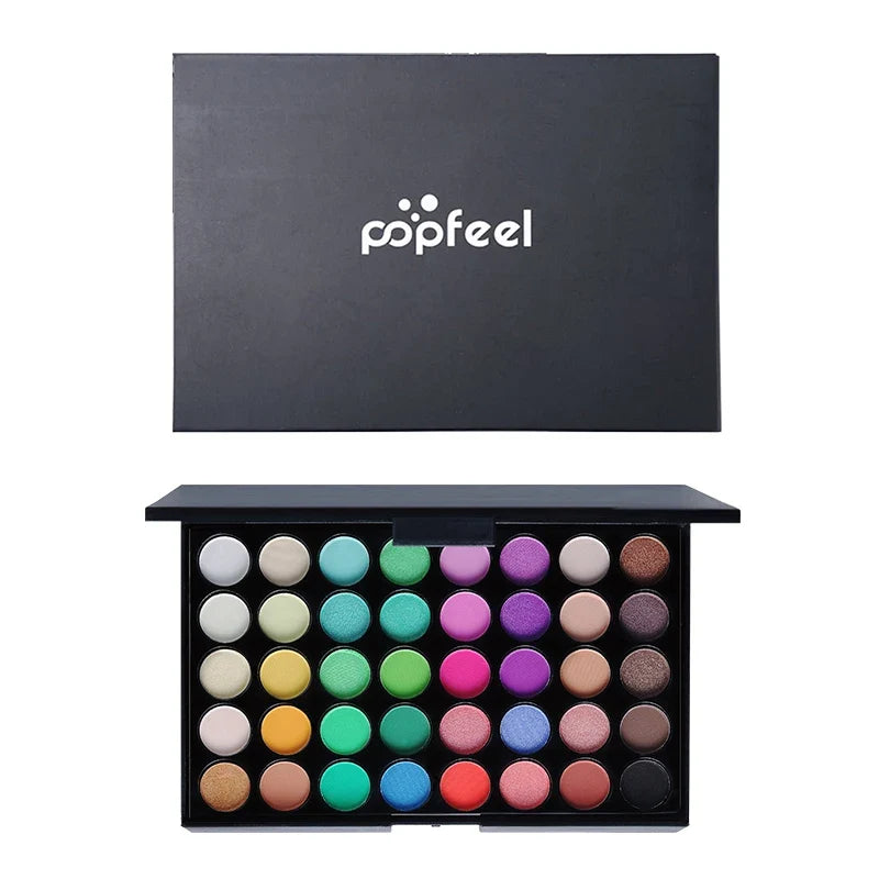 POPFEEL 40 Color Eyeshadow Palette - Earth Tone & Rainbow Shades with Matte and Shimmer Long Lasting Finish