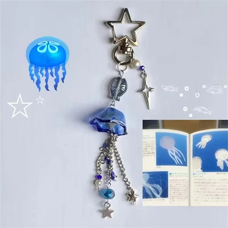 Cute Jellyfish Phone Charm Strap β Ocean Blue Jellyfish Keychain & Star Pendant Accessory