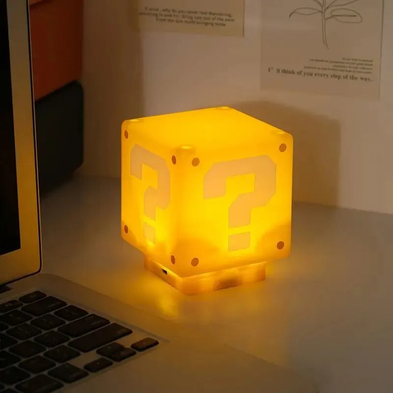 LED Question Mark Brick Night Light — USB Charging Desk Lamp with Music, Perfect Birthday & Xmas Gift