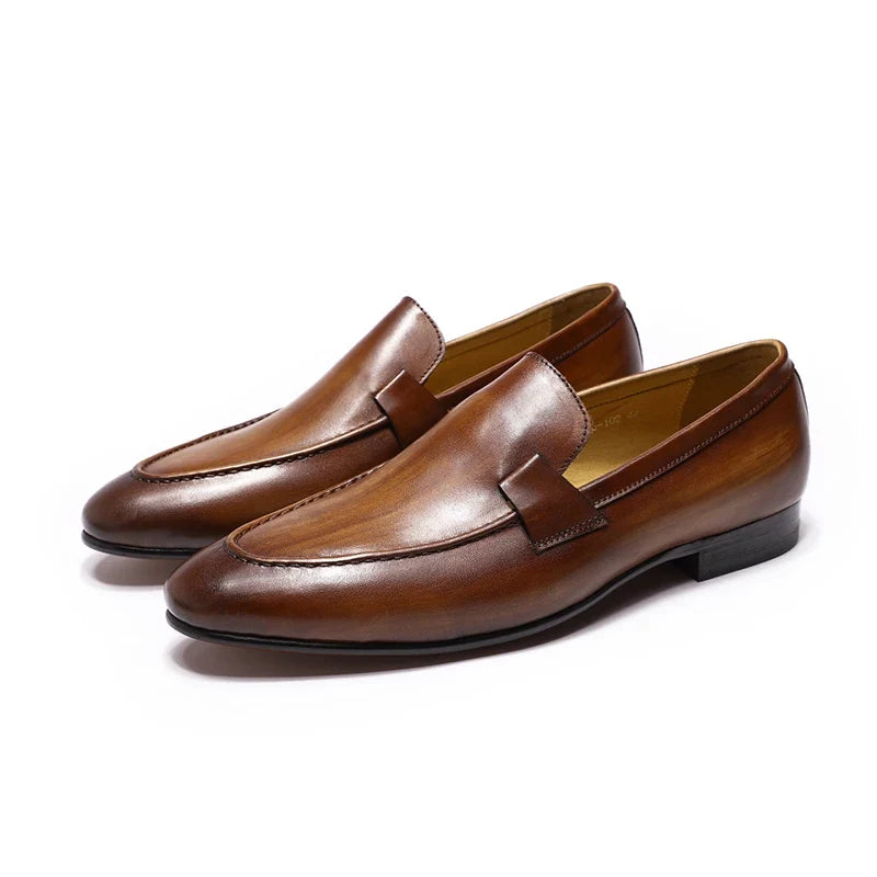 Men’s Genuine Leather Slip-On Loafers - Black & Brown Wedding, Party, Dance, Business & Casual Dress Shoes