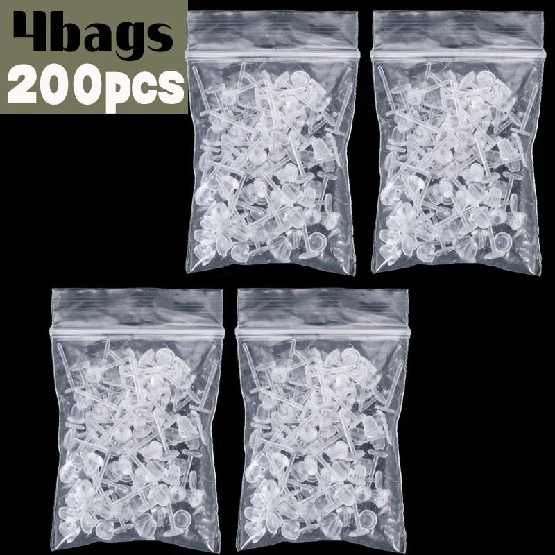 50–1000PCS Invisible Silicone Earring Backs – Soft Plastic Stud Pins for DIY Jewelry & Piercing Retainers