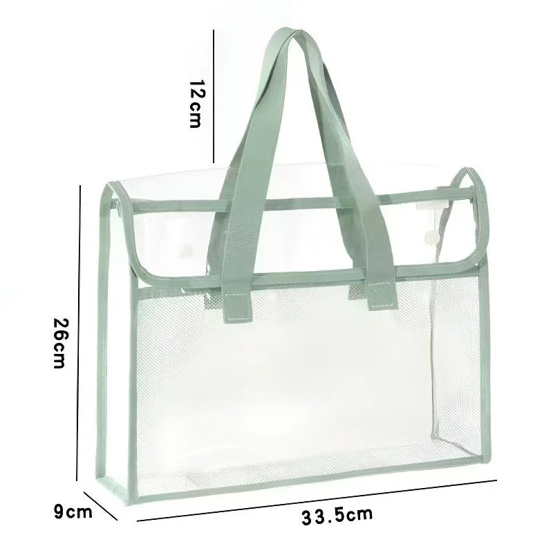 A4 Student Exam File Bag - Waterproof Double Layer PVC Document Organizer with Handle & Pockets