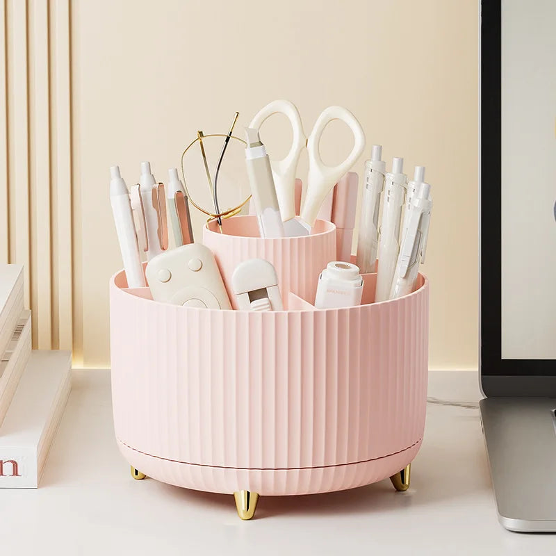 360° Rotating Makeup Organizer - Large Capacity Cosmetic Storage Box for Lipstick, Brushes & Bathroom Vanity