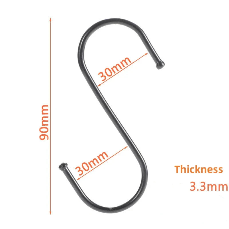 10/50pcs Metal S-Shape Hooks β Multi-Function Hangers for Kitchen, Bathroom, Bedroom, Clothes, Bags & Plants