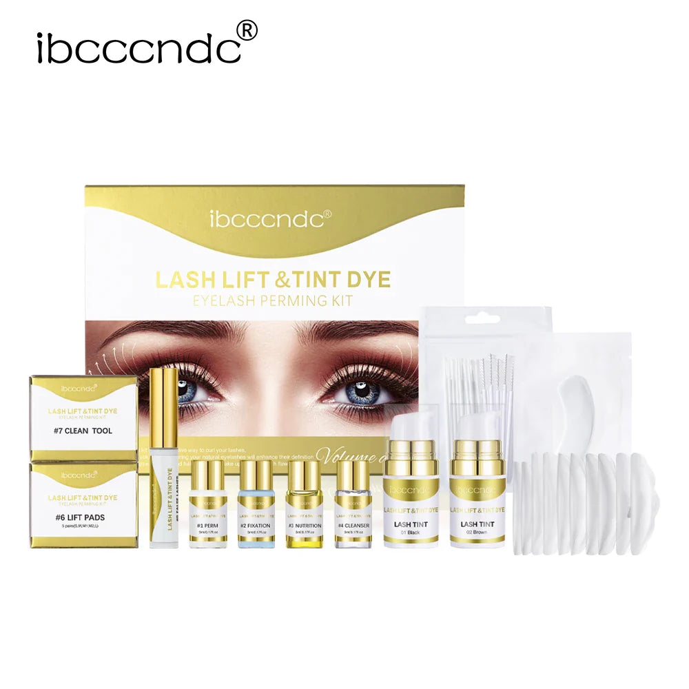 Professional Semi-Permanent Brow & Lash Lift Kit – Brow Lamination, Eyelash Perming & Tinting Makeup Set