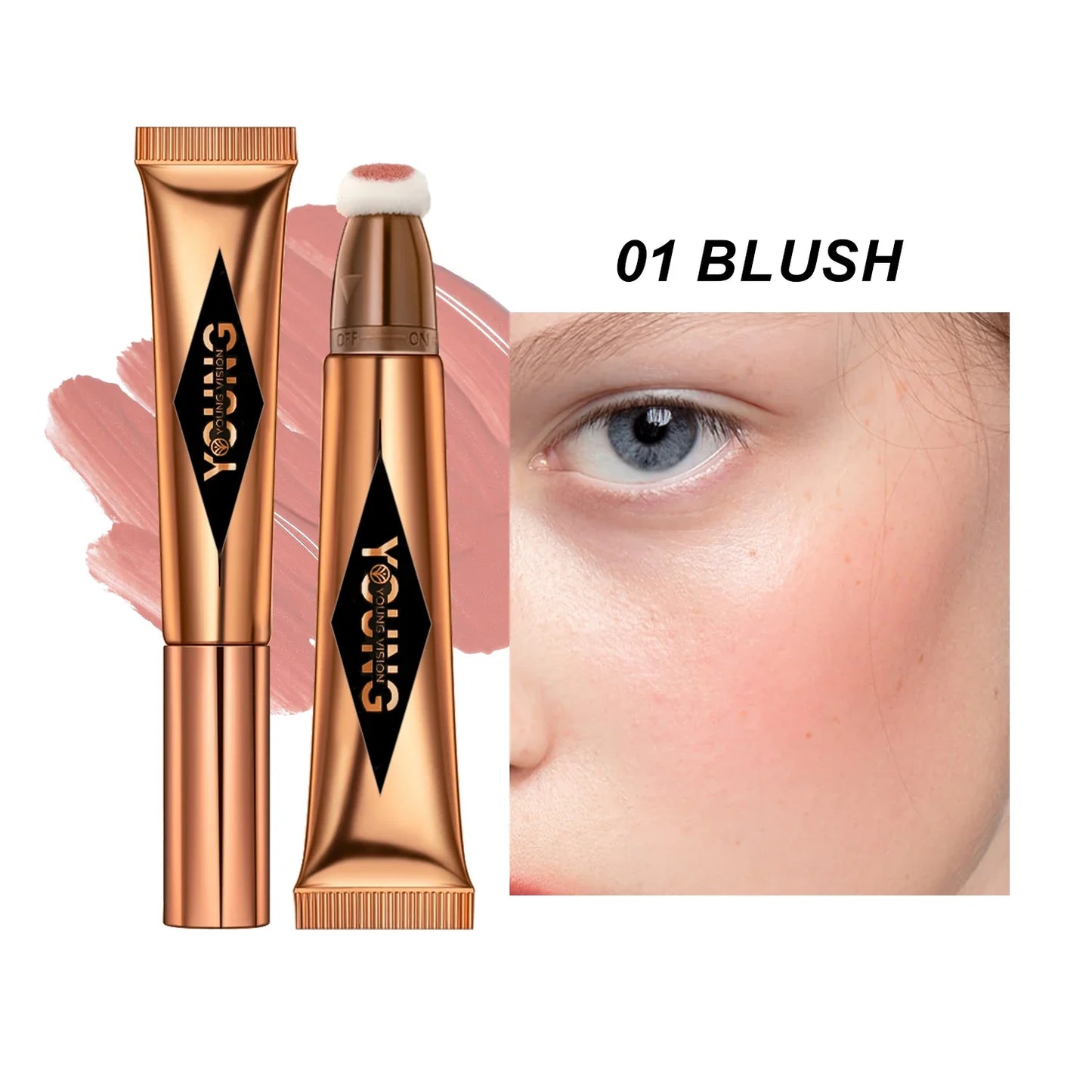 YOUNG VISION Air Cushion Powder Blusher β High Gloss Stick, 6 Color Options for Liquid Rouge Makeup