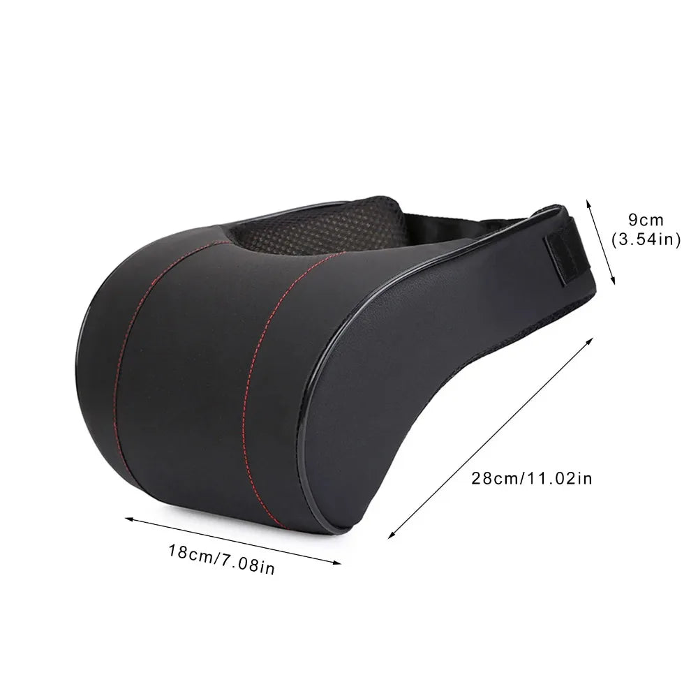 Memory Foam Car Neck Pillow — PU Leather Headrest Cushion for Comfortable Driving & Auto Interior Seat Support