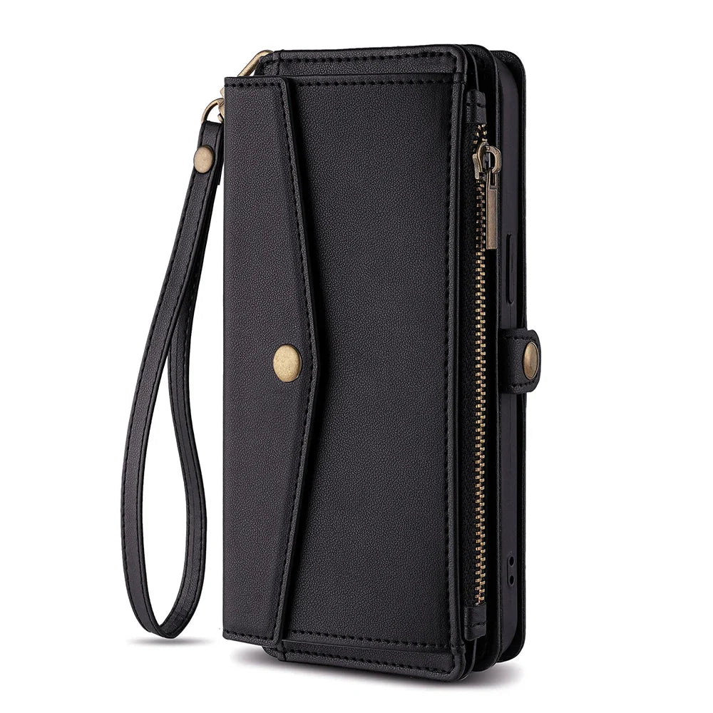 Magnetic Leather Wallet Phone Case for iPhone SE (2020/2022) to 15 Pro Max – Flip Cover with Card Holder & Stand Function