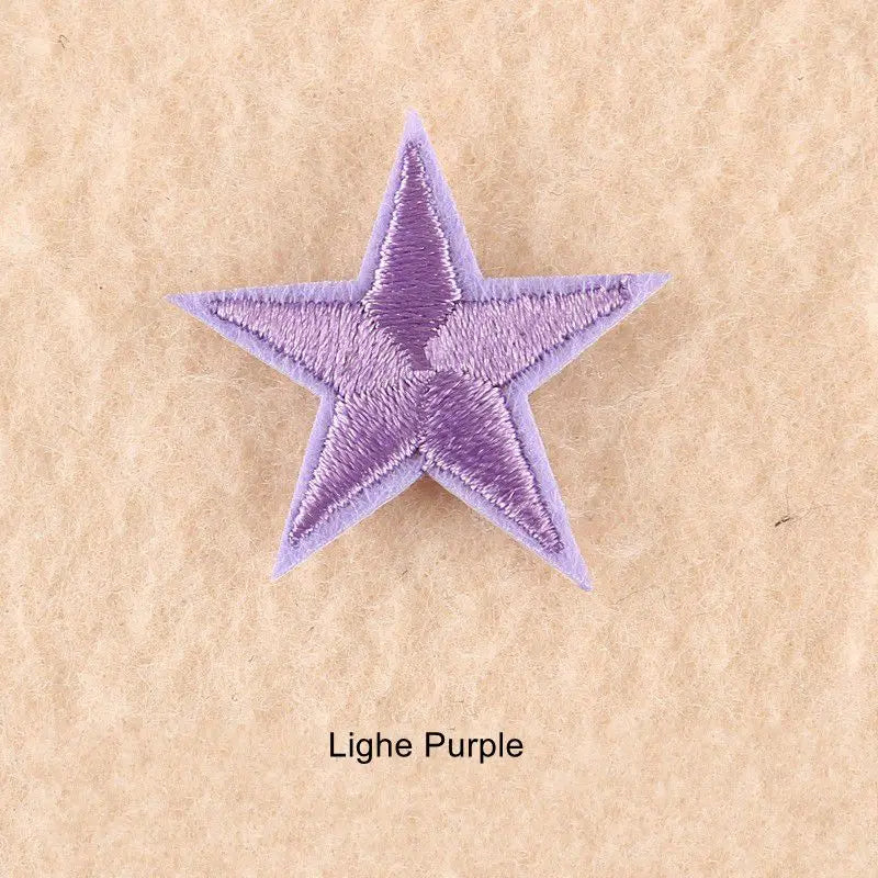 10Pcs Mini Star Embroidery Iron-On Patches – DIY Clothing Appliques Pentagram Stickers for Jackets, Jeans & Bags (Black, White, Gold)
