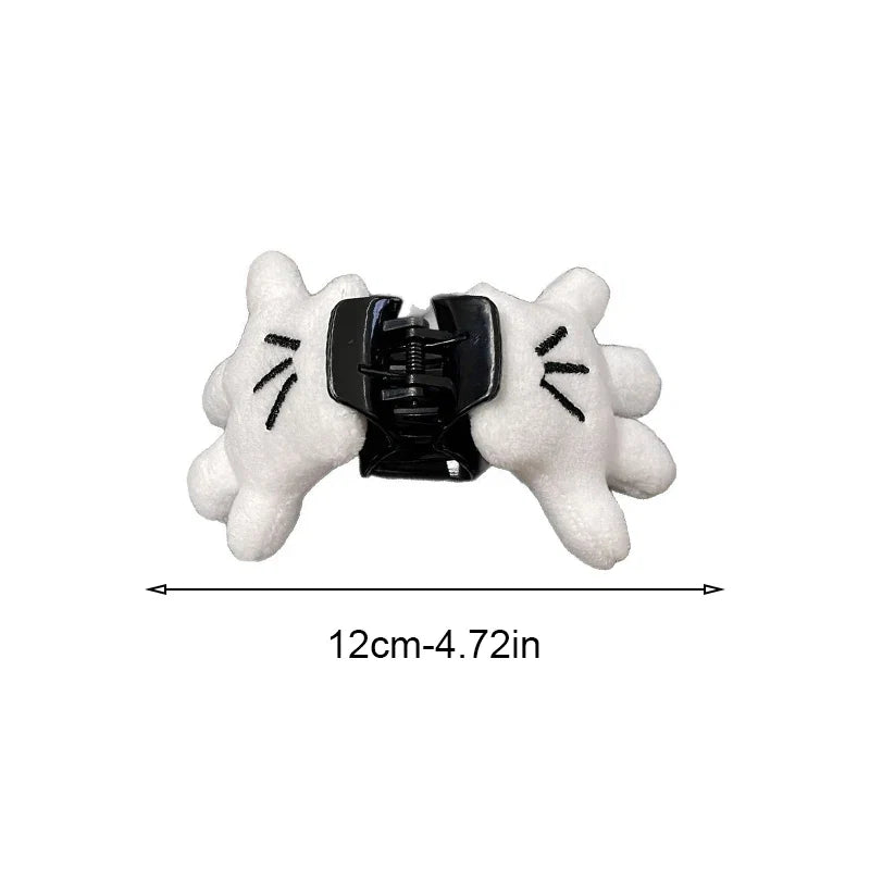White Fluffy Palm Hair Clip - 3D Cute Oversized Hairpin, Soft Hair Accessory & Gift