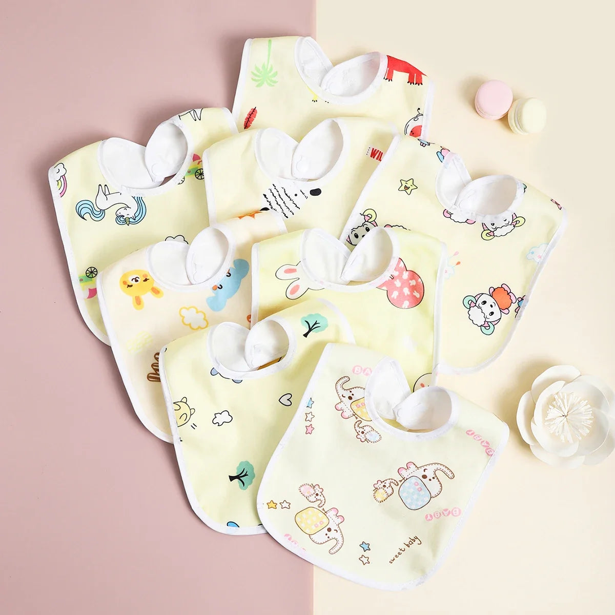 Cotton Baby Bib Set - 4/6/8/10PCS Waterproof Feeding Bibs & Toddler Scarf Protection for Newborn Boys Girls