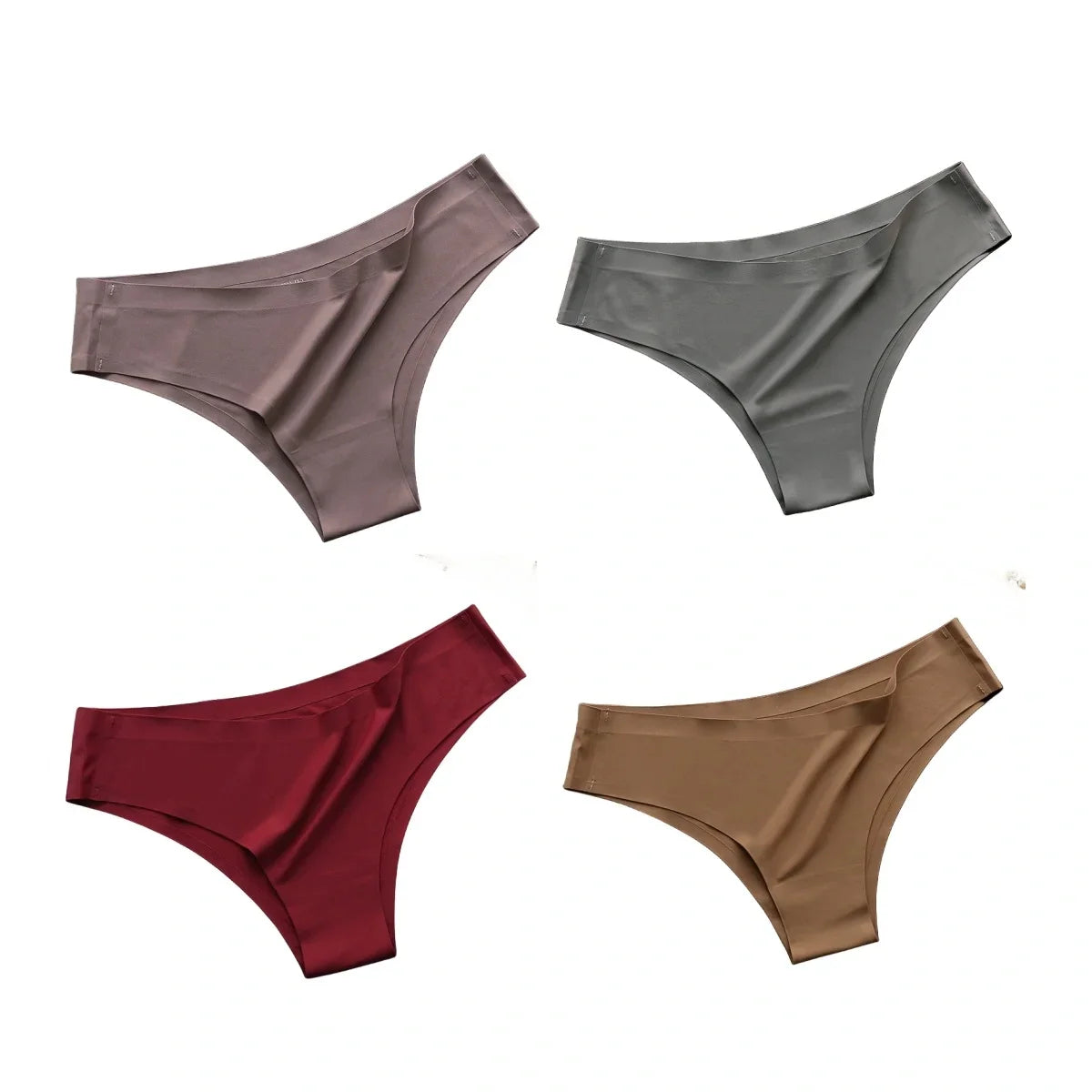 4PCS Seamless Ice Silk Panties Set for Women β Low Waist G-String, Soft Ultra-Thin Sexy Underwear Briefs