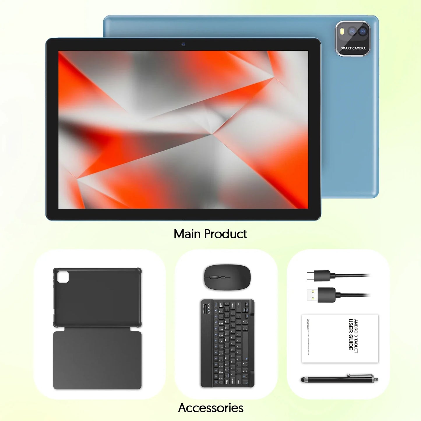 BAKEN 10″ Android 15 Tablet — Quad-Core, 12GB RAM + 64GB Storage, 5G WiFi, 1280×800 Display, Dual Cameras