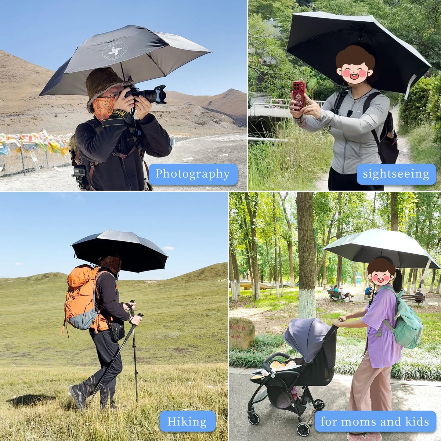 Backpack Umbrella Clip - Hands-Free Lightweight Outdoor Hiking Umbrella Holder