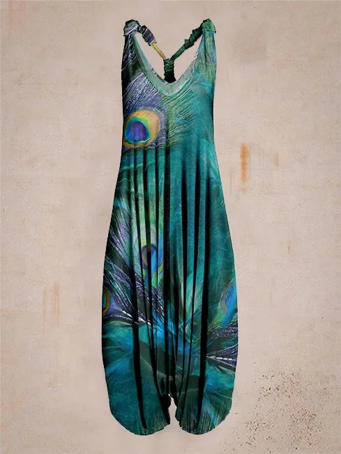 Bohemian Wide Leg Jumpsuit - Vintage Mandala Paisley Print Loose Fit Backless Women Harem Romper
