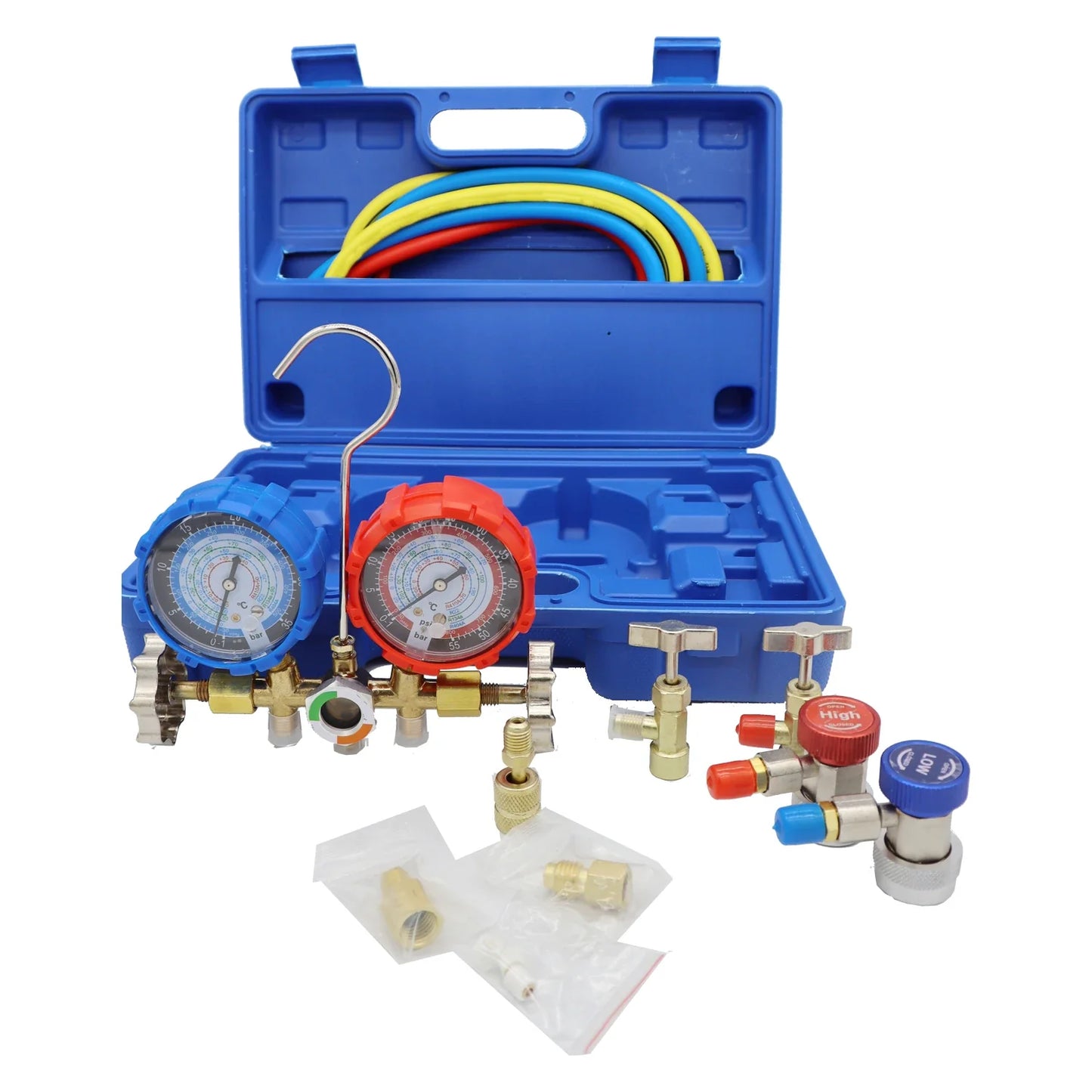 Refrigerant Manifold Gauge Kit - Automotive AC Charging Tool for R410A R22 R134A R404A