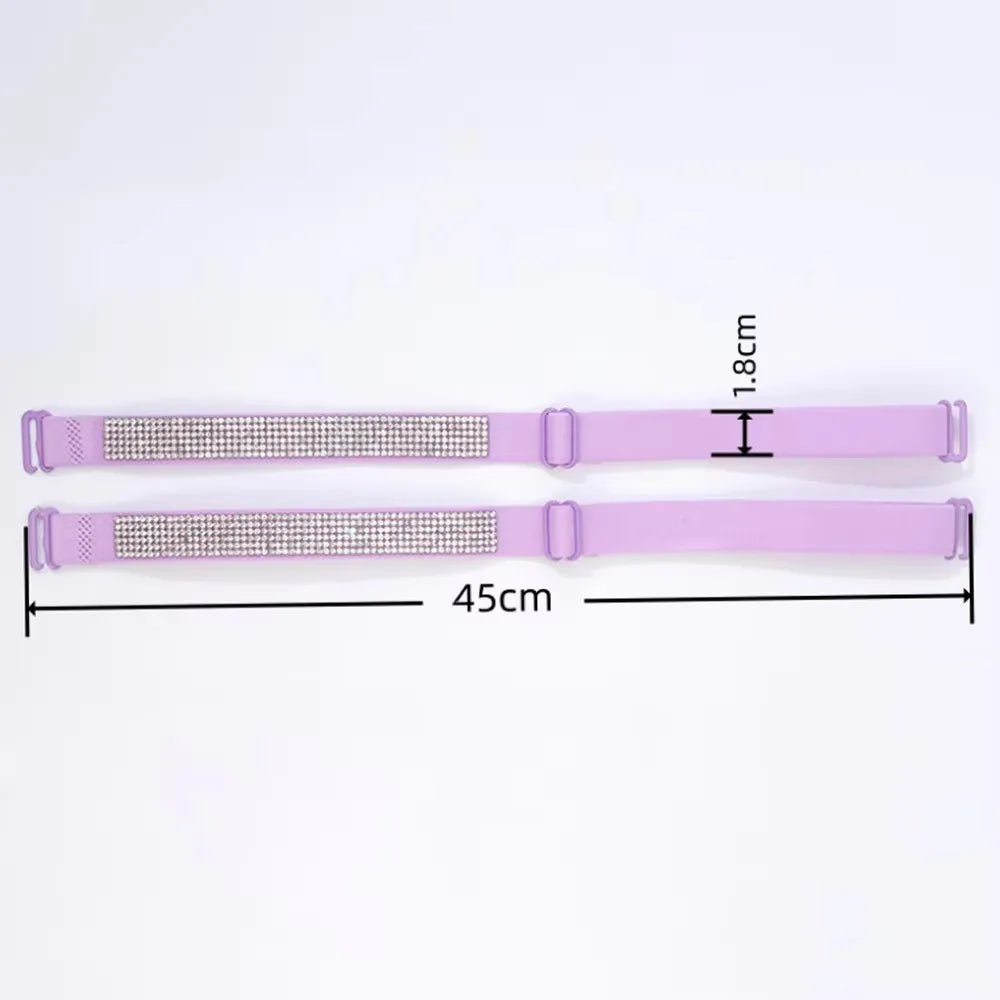 Invisible Rhinestone Bra Straps - Non-Slip Adjustable Shiny Replacement Lingerie Accessories for Women