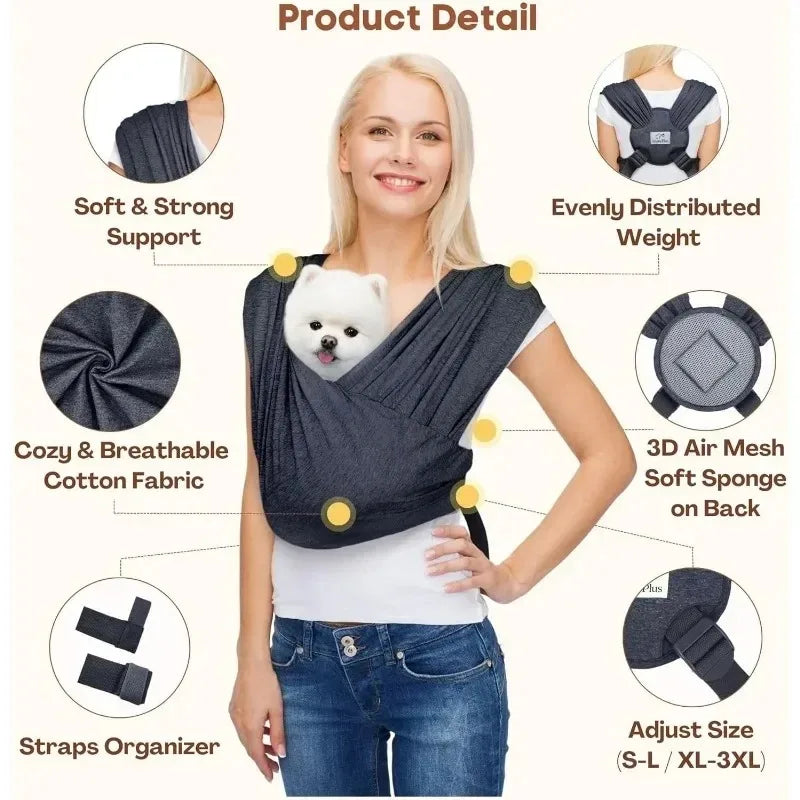 Small Pet Carrier Sling - Adjustable Breathable Front Facing Dog & Cat Bag for Hands-Free Travel