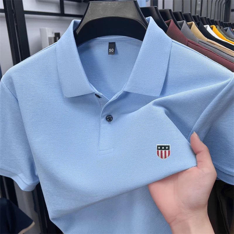Men's Luxury Cotton Polo Shirt - 100% Cotton Short Sleeve Business Casual Summer Top