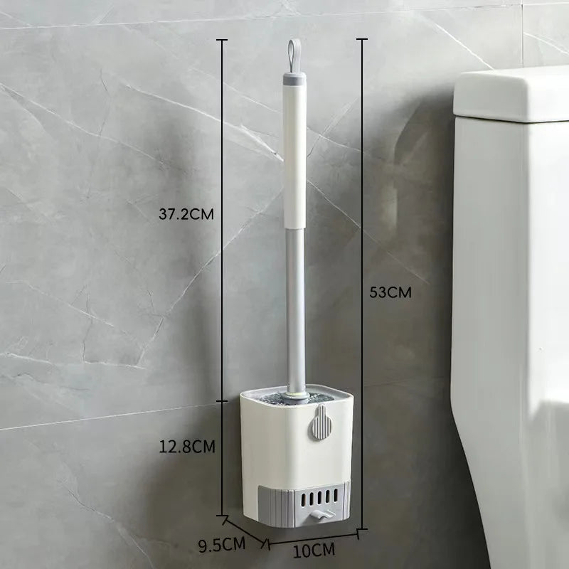 Wall-Mounted Toilet Brush Set – Long Handle Flexible Bathroom Cleaning Tool with Holder