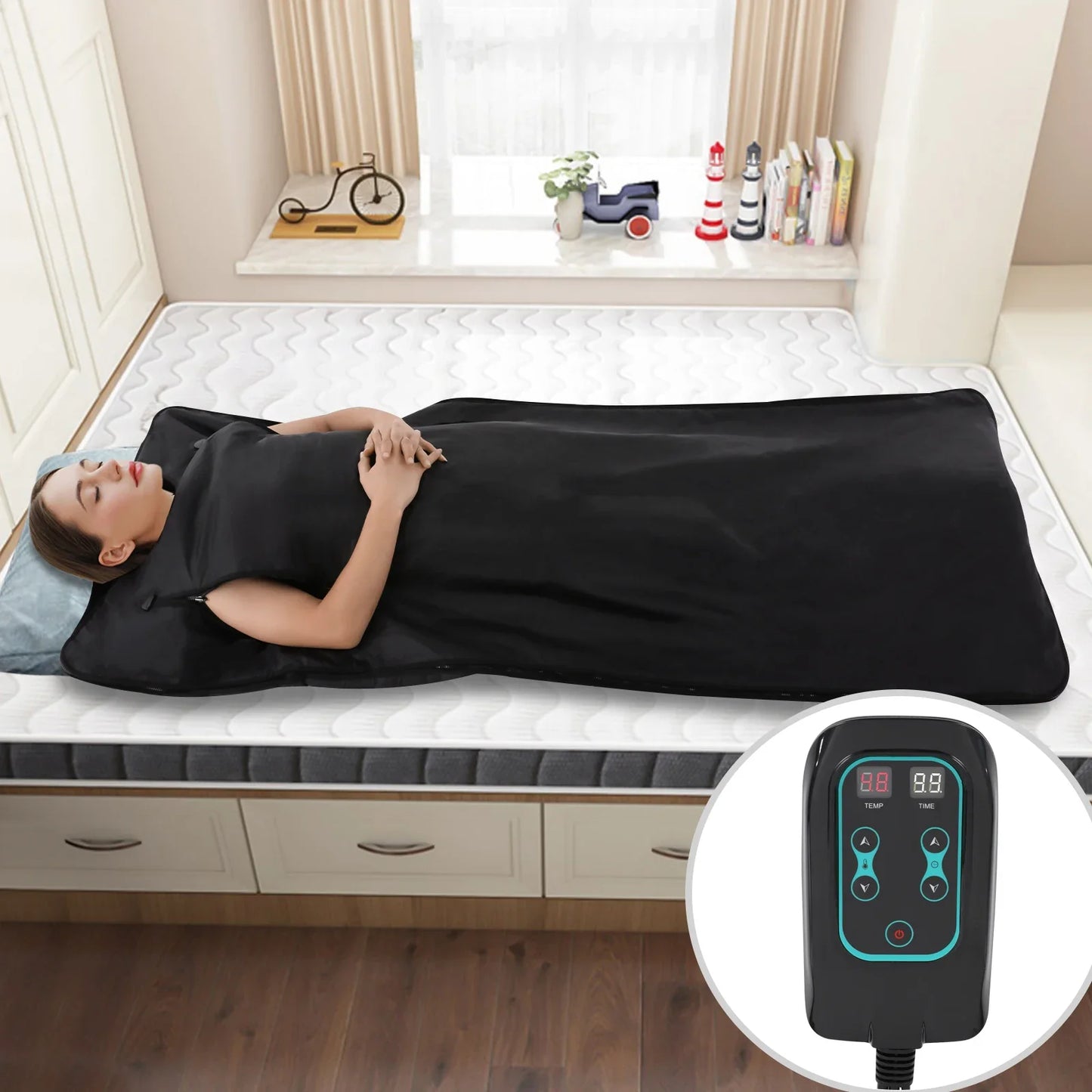 Portable Far Infrared Sauna Blanket β Detox & Relaxation with Adjustable Temperature & Timer