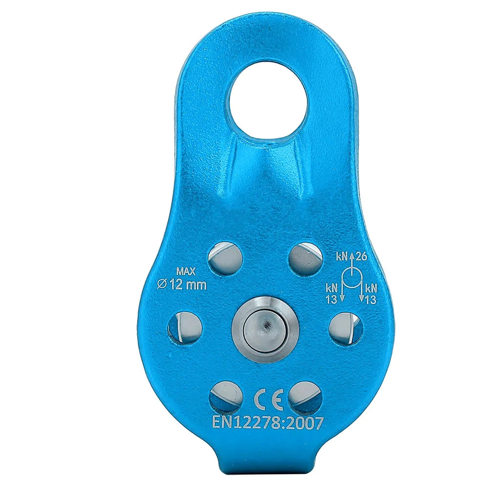 26KN Aluminium Alloy Heavy Duty Swivel Rope Pulley Block – Single Pulley Wheel for 12mm Climbing Rope