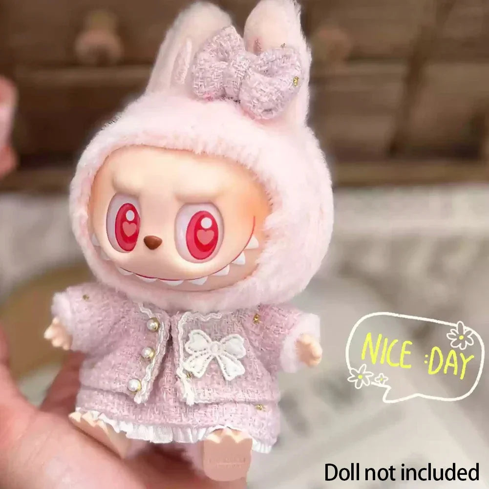 Cute Labubu Doll Outfit Set – Classic Dress for 17cm V2 Mini Dolls, Clothing Accessories for Kids Gift