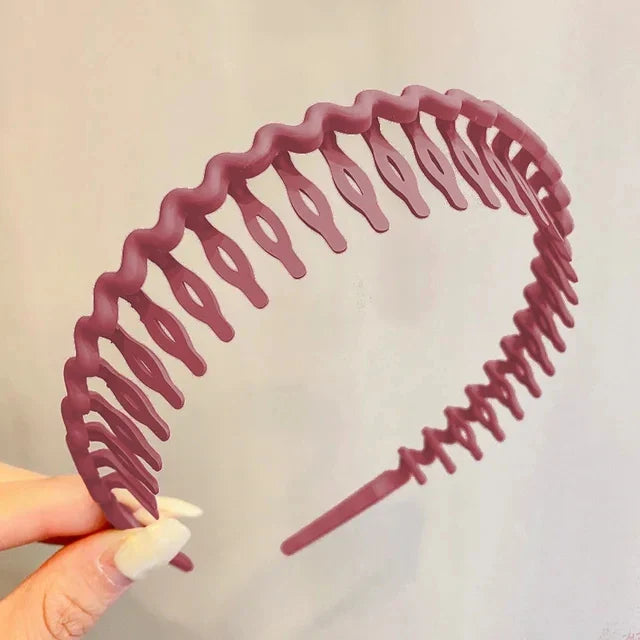 Elegant Solid Color Wave Hairbands for Women β Toothed Non-slip Hair Combs, Face Wash & Sports Headbands, Hair Accessories for Girls