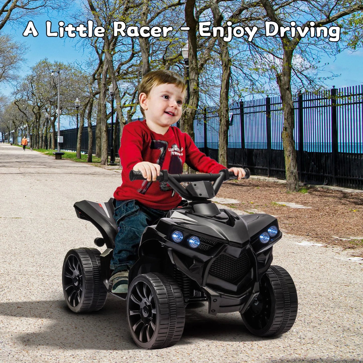 Kids 6V Ride-On ATV Quad Car Toy β Battery-Powered Electric Vehicle with LED Lights, Music, Foot Pedal & Durable Wheels