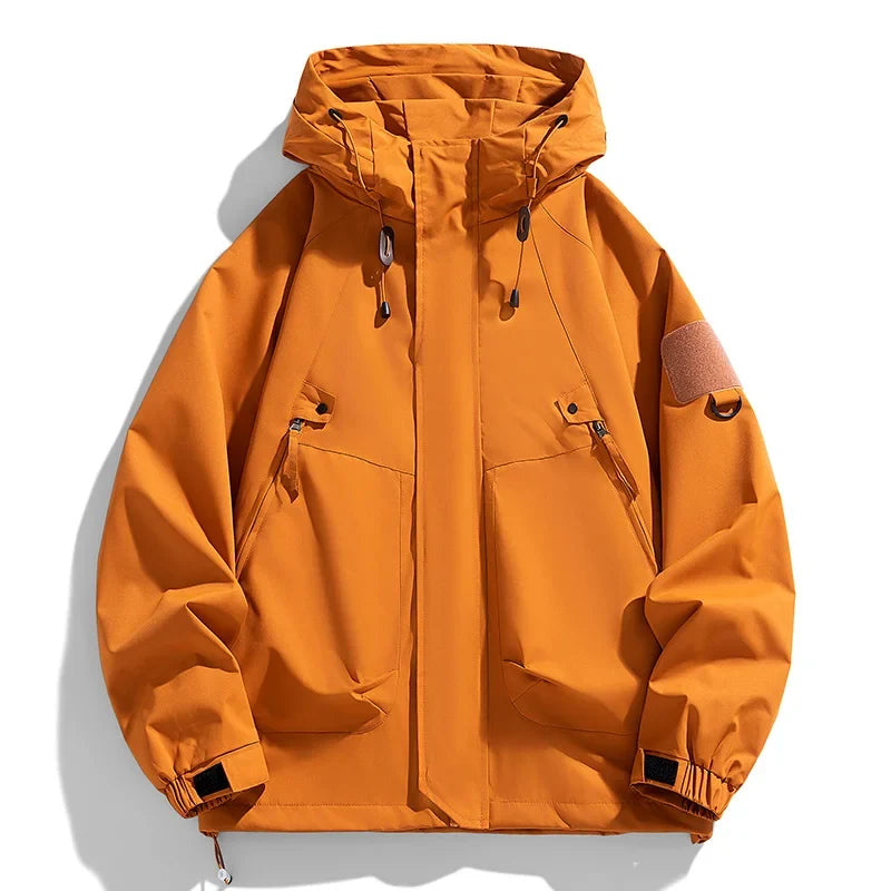 Men’s Hooded Windbreaker Jacket - Waterproof Lightweight Softshell Bomber Coat for Camping and Hiking