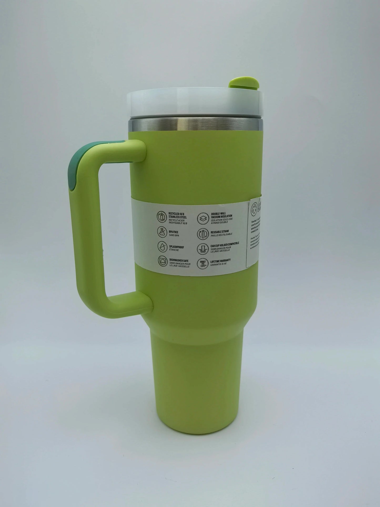 40oz Insulated Stainless Steel Tumbler — Travel Cup with Handle, Straw & Cup Holder, BPA-Free