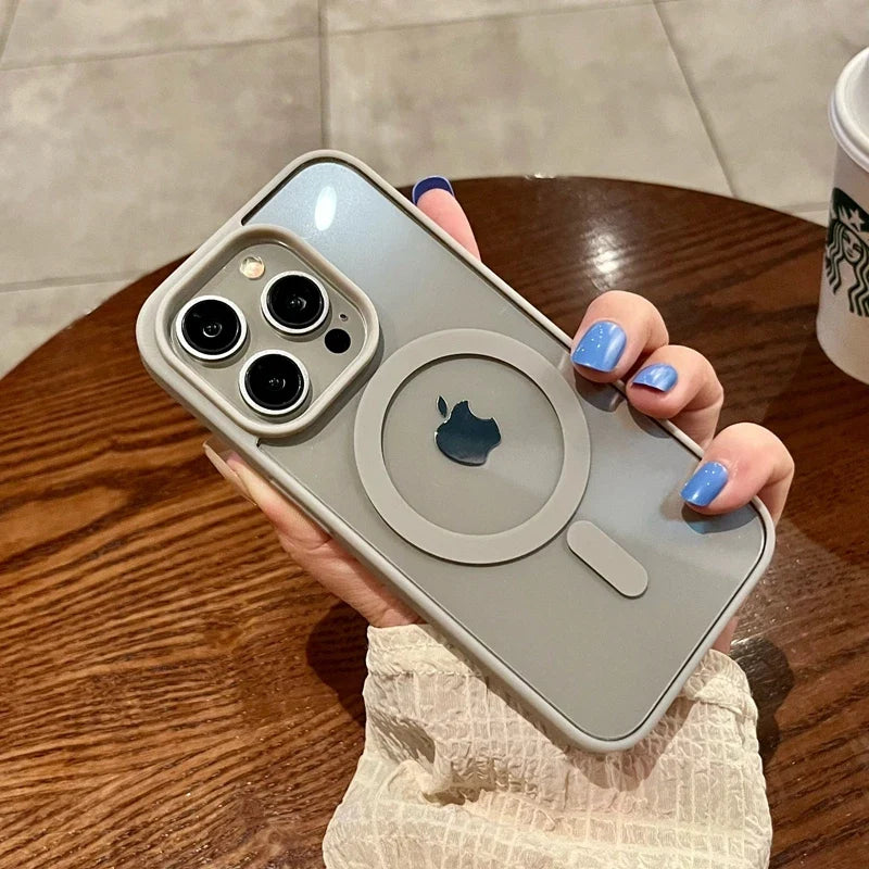 Luxury MagSafe Wireless Charging Transparent Case - Magnetic Bumper Protective Cover for iPhone 15 14 13 12 11 Pro Max Plus Mini