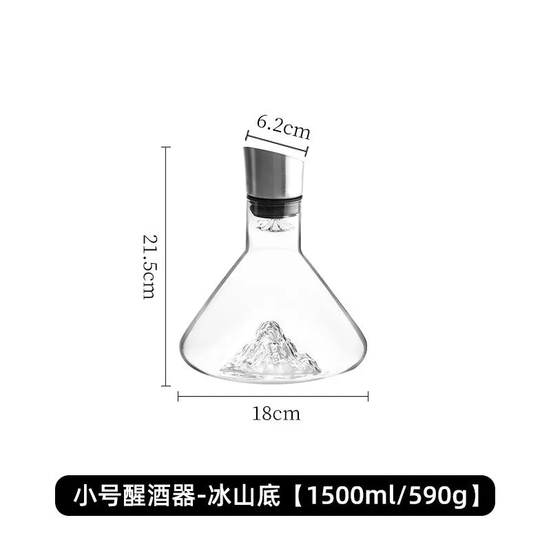 1500ML Iceberg Whisky & Wine Decanter – Handmade Lead-Free Crystal Carafe with Thickened Pourer, Bar Accessories