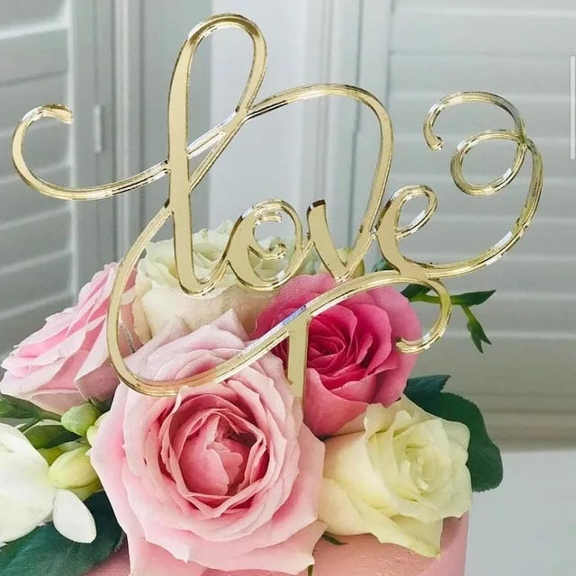 Big Red Love Cake Topper – Acrylic Wedding & Engagement Party Decoration, Valentine’s Day Love Cake Topper