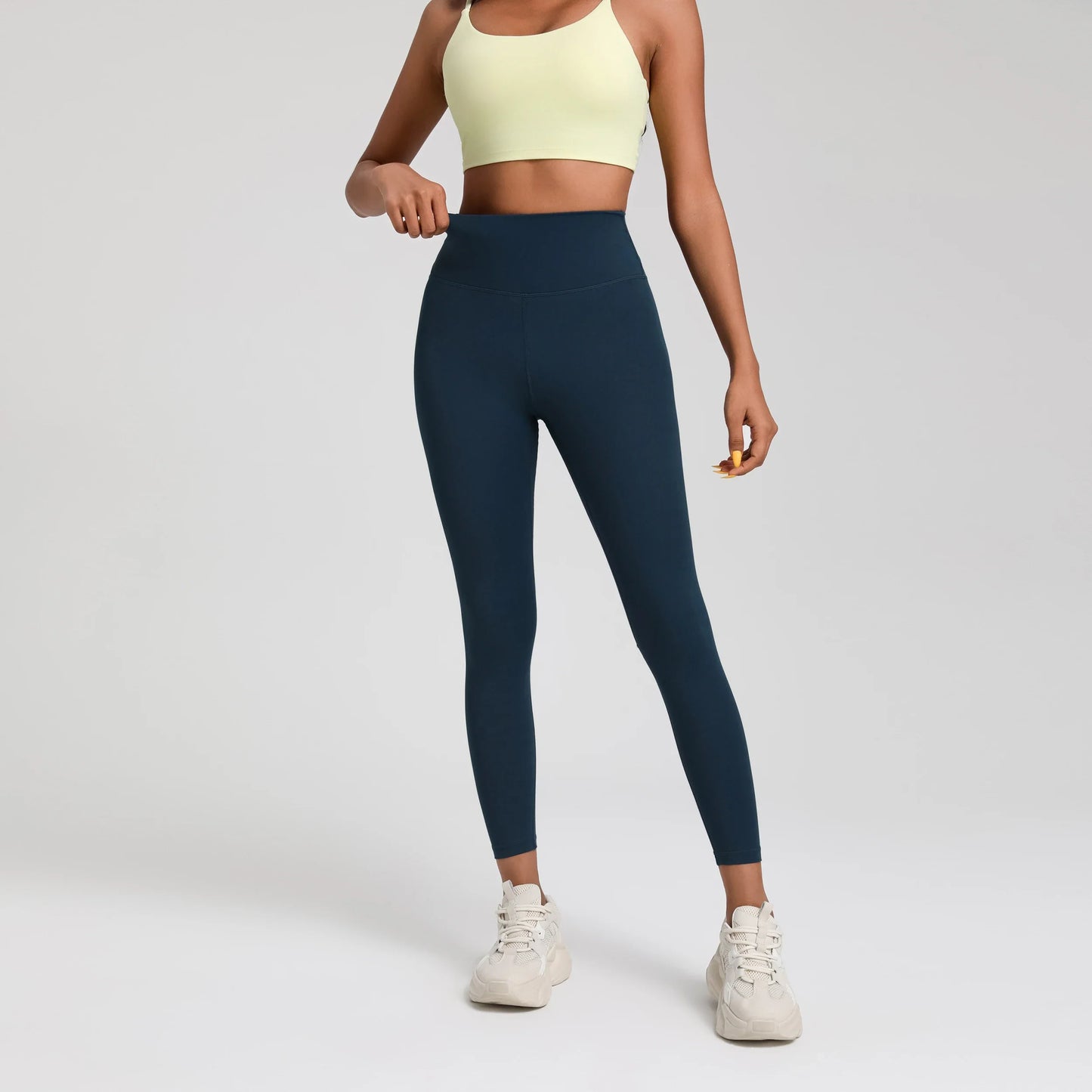 Women's High Waist Yoga Leggings - Solid Color 25" Soft Stretch Gym Training Pants Plus Size Athletic Sportswear
