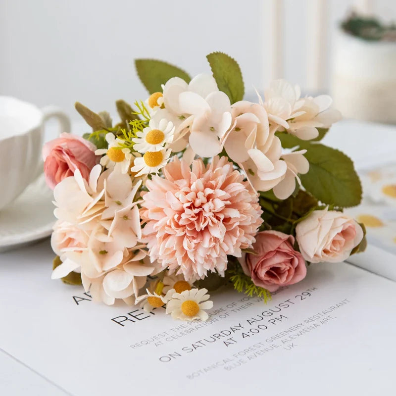 7-Piece Chamomile Faux Flower Arrangement — Flowerpot Ornament & Wedding Accessory
