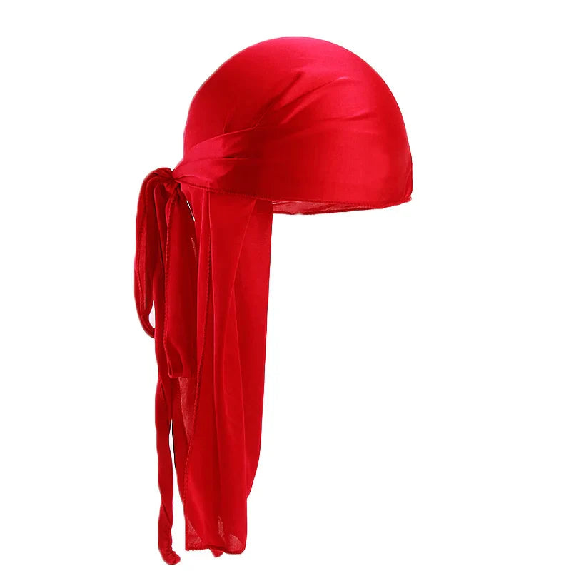 Unisex Silky Long Tail Durag Pirate Hat – Fashion Headwrap, Turban, Bandana, Cap for Women & Men, Hijab Hair Accessories