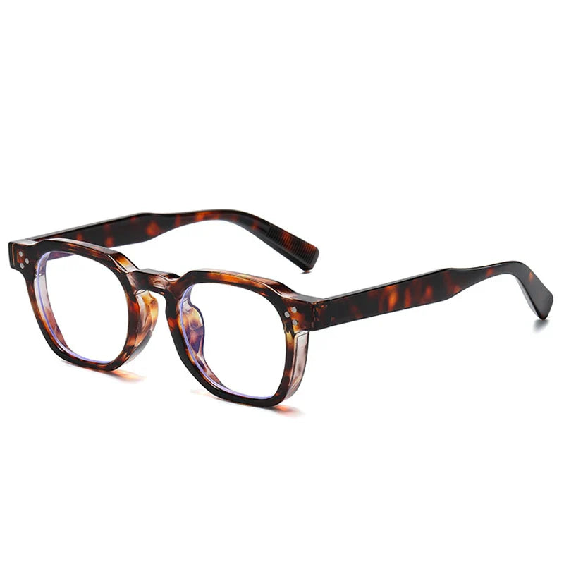 JNPCXI Vintage Rivet Oval Sunglasses – Fashion Leopard Frame Luxury Eyewear for Men & Women, Anti Blue Light Glasses