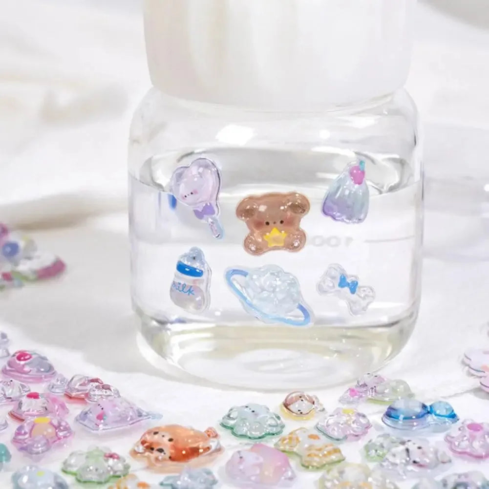 3D Relief Jelly Stickers - Cute Cartoon Animal Candy Ghost Rabbit DIY Stickers for Phone Case, Diary & Stationery Decor