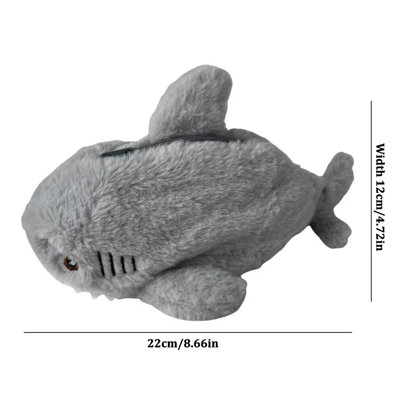 Large Capacity Plush Shark Pencil Case β Cute Ocean-Themed Pen Pouch, Portable Cosmetic & Storage Bag