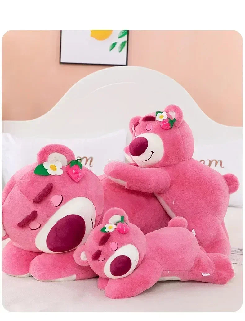 90cm Disney Toy Story Lotso Strawberry Bear Plush Sofa Pillow – Cute Stuffed Toy Gift for Kids & Friends