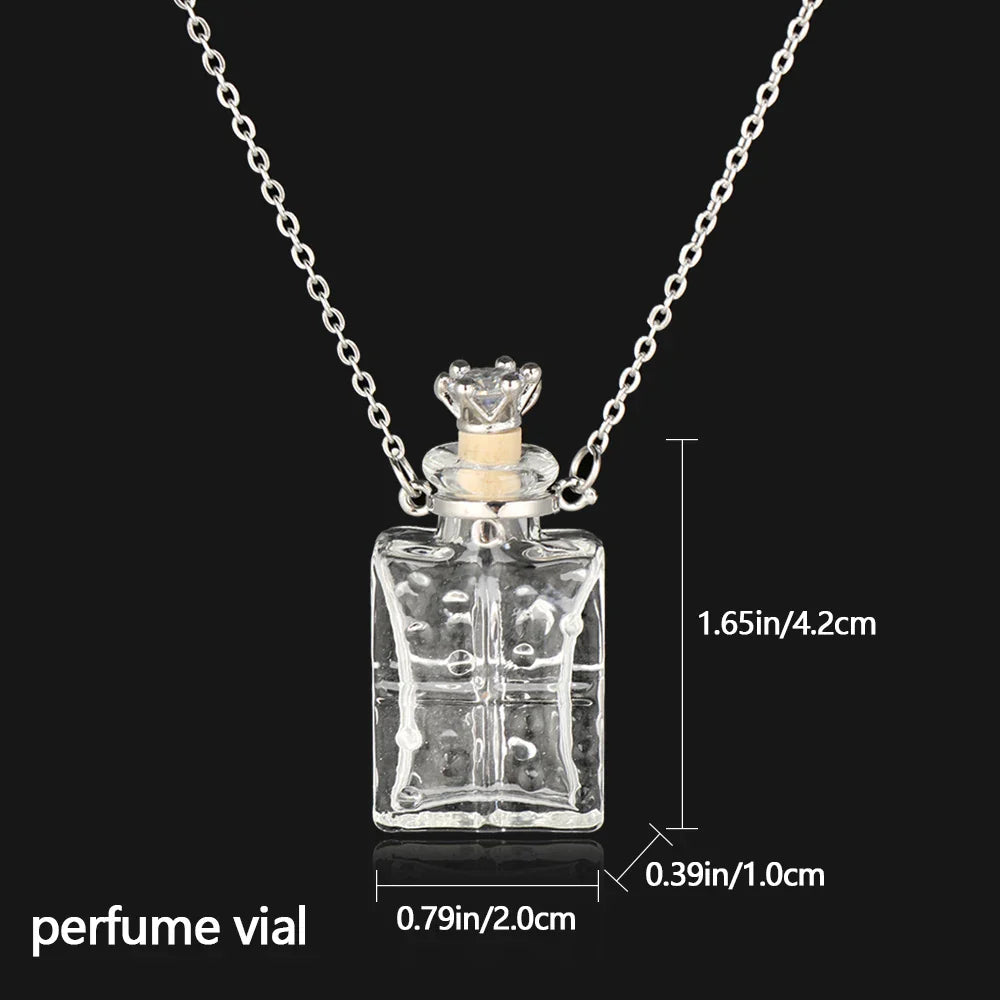 Openable Water Drop Heart Steel Chain Necklace – Essential Oil Pendant Glaze Vial Memorial Jewelry
