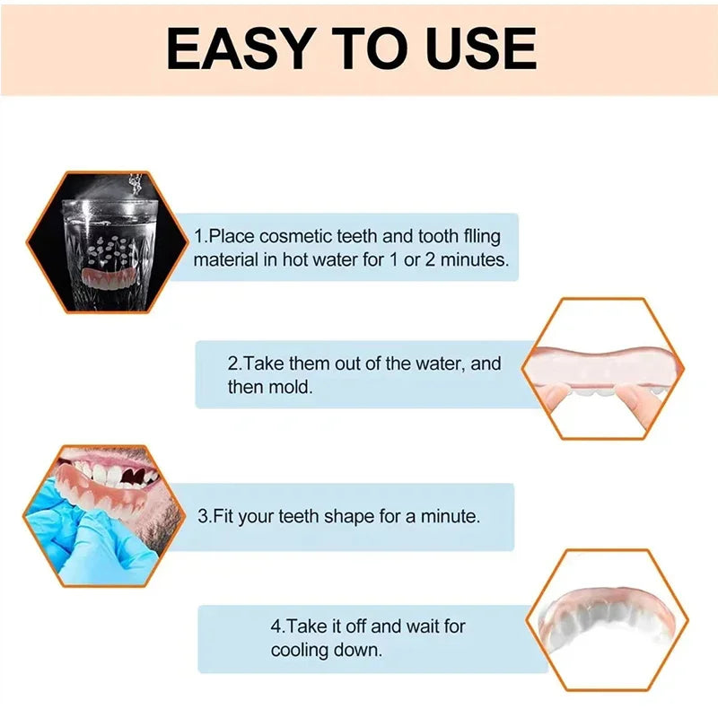 Denture Silicone Liner Kit - Soft Upper & Lower Denture Cushion Set for Easy Dental Care and Comfort