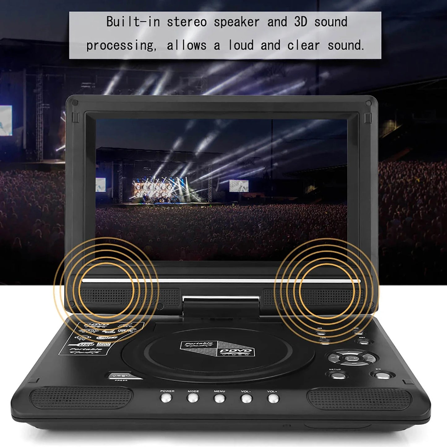 9 Inch Portable DVD Player - HD LCD Screen Media Player with Game Support, TV Function and FM Radio